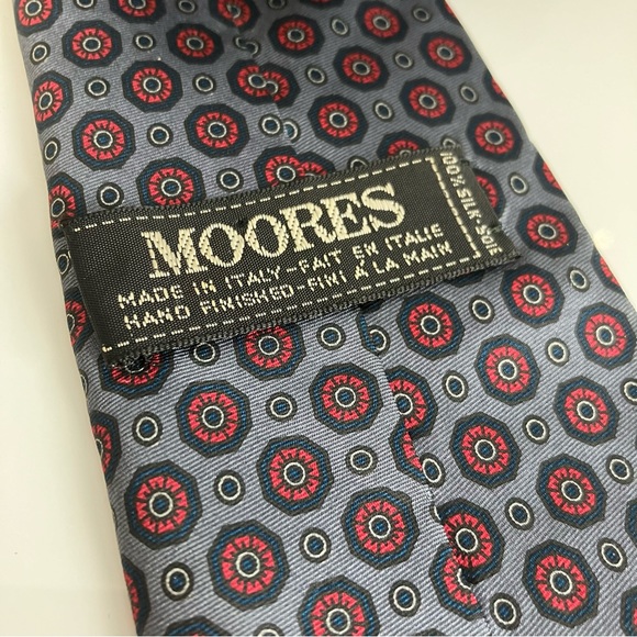 Dark Gray/Blue Moores silk tie - Picture 3 of 3